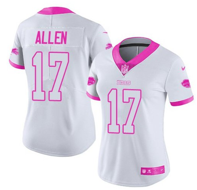 Women's Buffalo Bills #17 Josh Allen White/Pink Vapor Untouchable Limited Stitched NFL Jersey Women's Buffalo Bills #17 Josh Allen White/Pink Vapor Untouchable Limited Stitched NFL Jersey